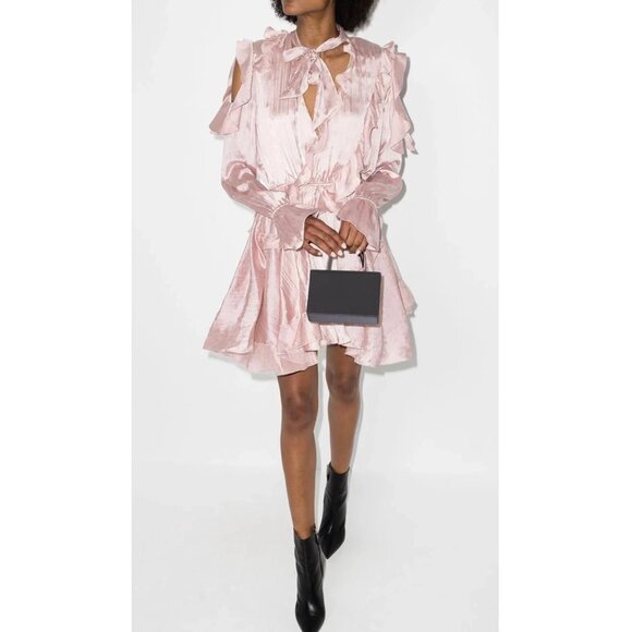 NWT Off-White by Virgil Abloh Ruffled Dress in Pink, size 40IT (fits size small) - Picture 1 of 15